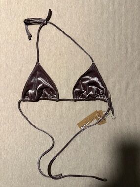 SKIMS Velvet Bikini Top in Brown